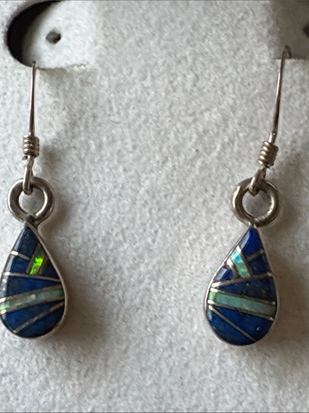 Amy Locaspino Zuni Blue Lapis and Fire Opal Dangle Earrings